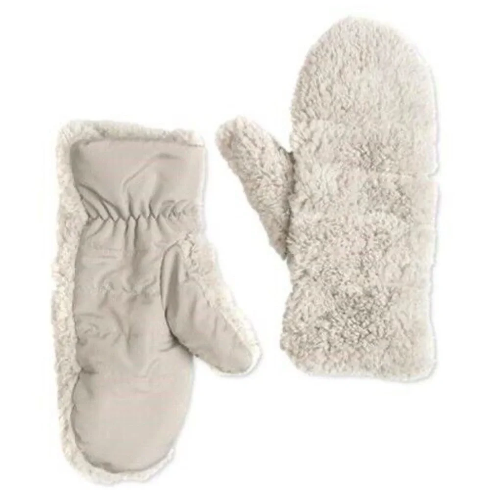 JENNI Women's Quilted Sherpa Mittens Gray ONE SIZE. NWT